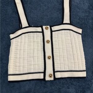 SHEIN White and Black Knit Top